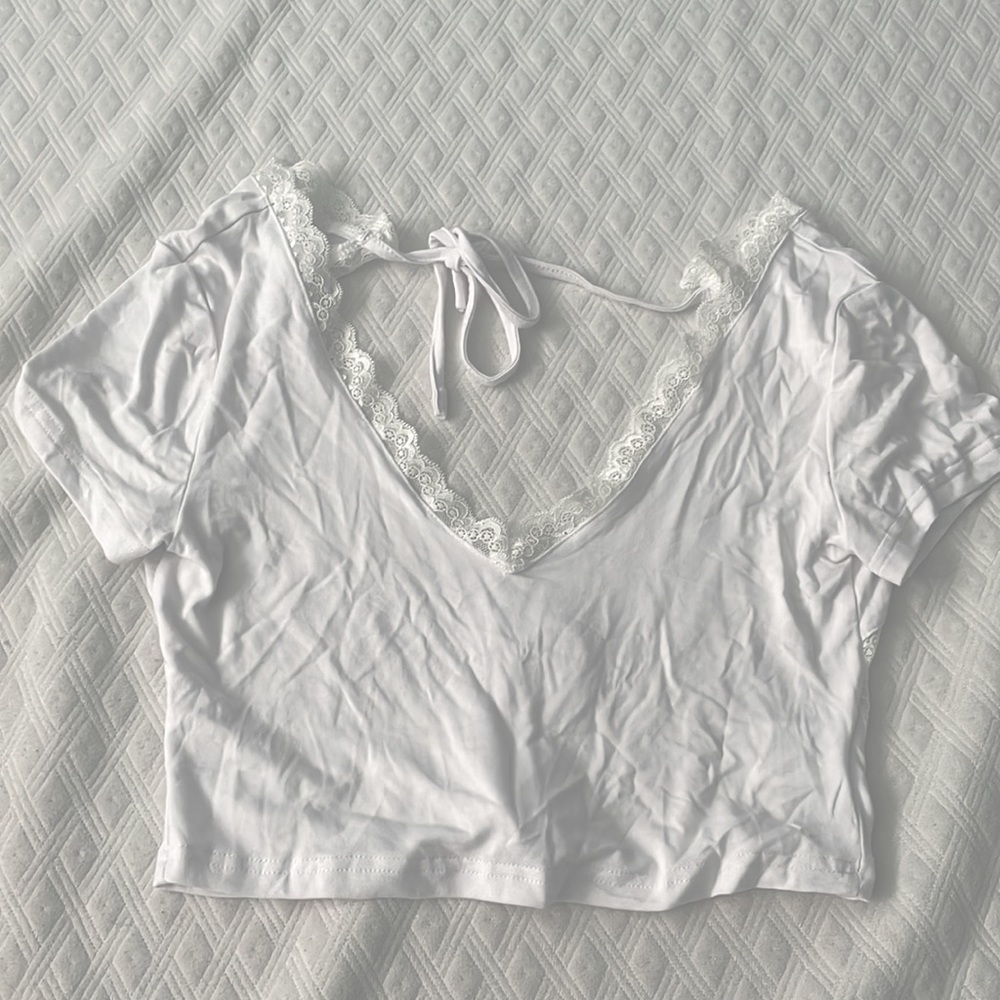 White Laced Top With Tie in the back
